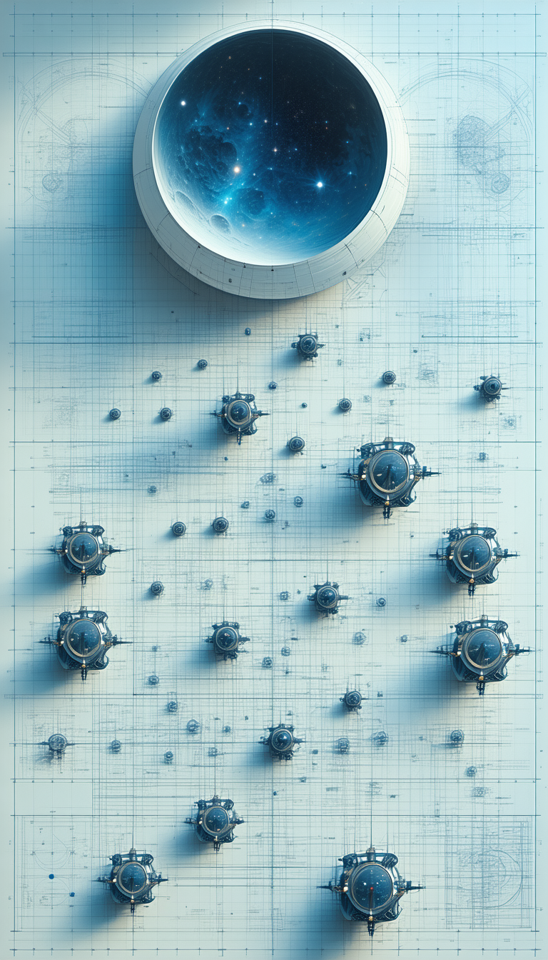 In The Image, There Is A Large White Structure With A Blue Circle In The Center