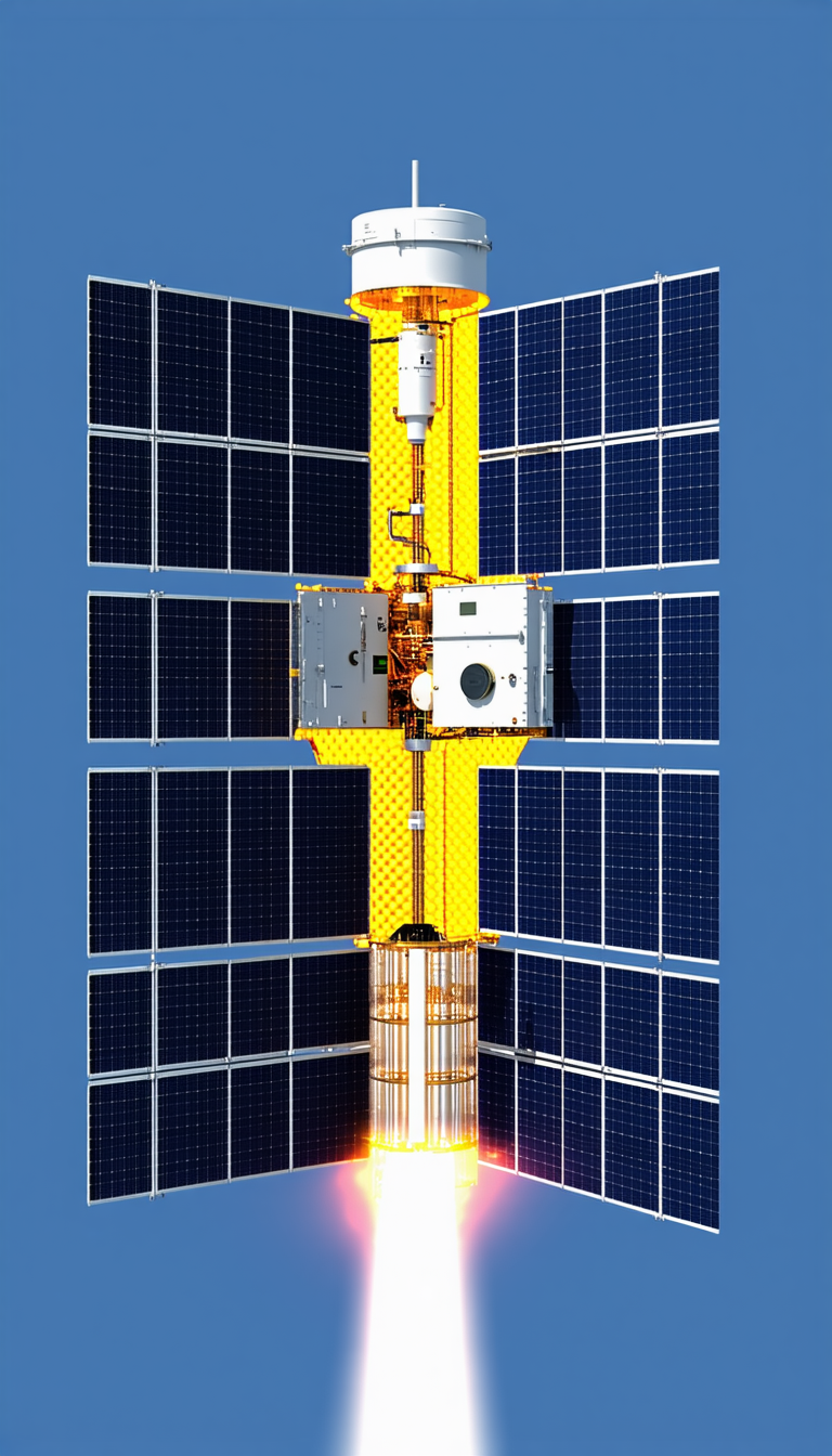 A Spacecraft With A Solar Panel On Its Side