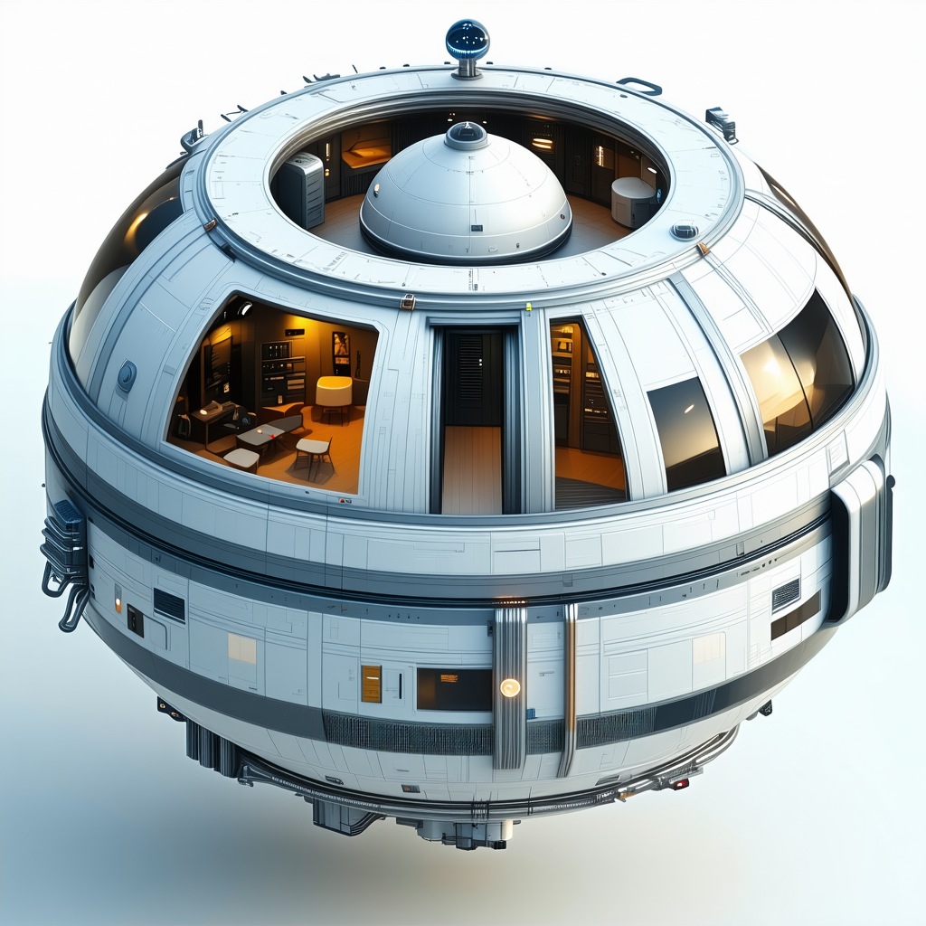 A Large, Round, White Structure Is Shown In A 3d Model