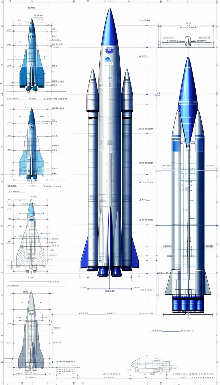 blue rocket ship shown series