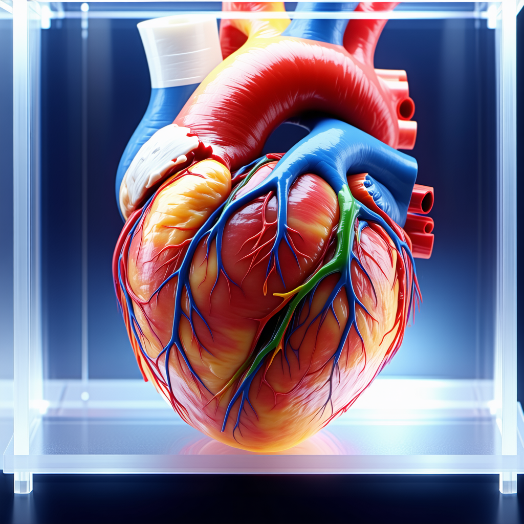A Heart Is Displayed In A Glass Case, Showcasing Its Intricate Structure And Design