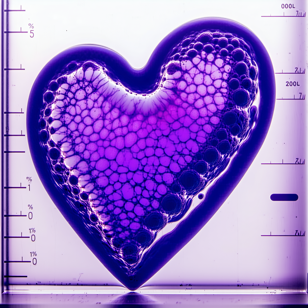 A Purple Heart-shaped Object, Possibly A Piece Of Art Or A Sculpture, Placed On A Table