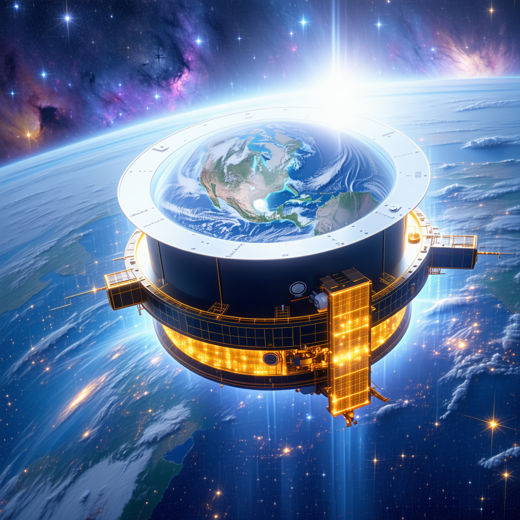 A Large, Round Spacecraft With A Dome-shaped Structure On Top