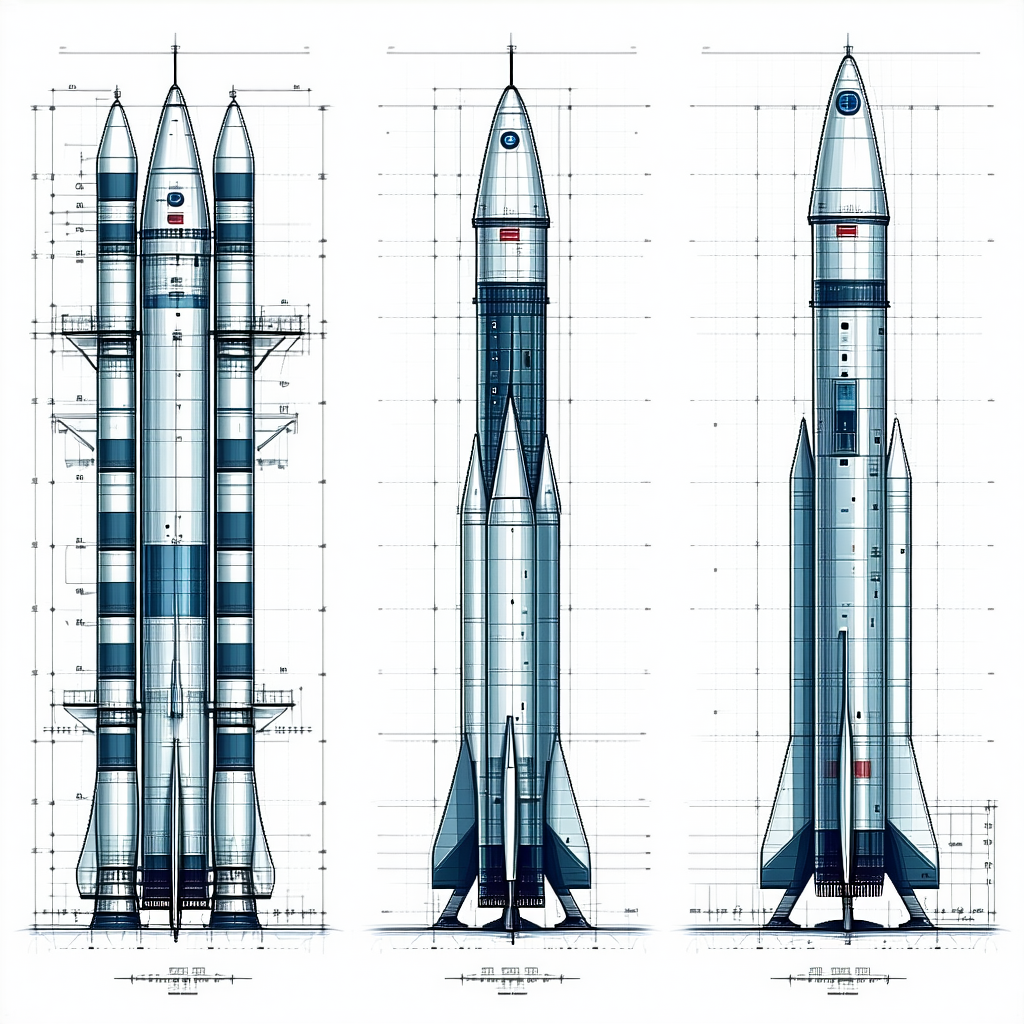 A Drawing Of A Rocket Is Shown In Three Different Stages