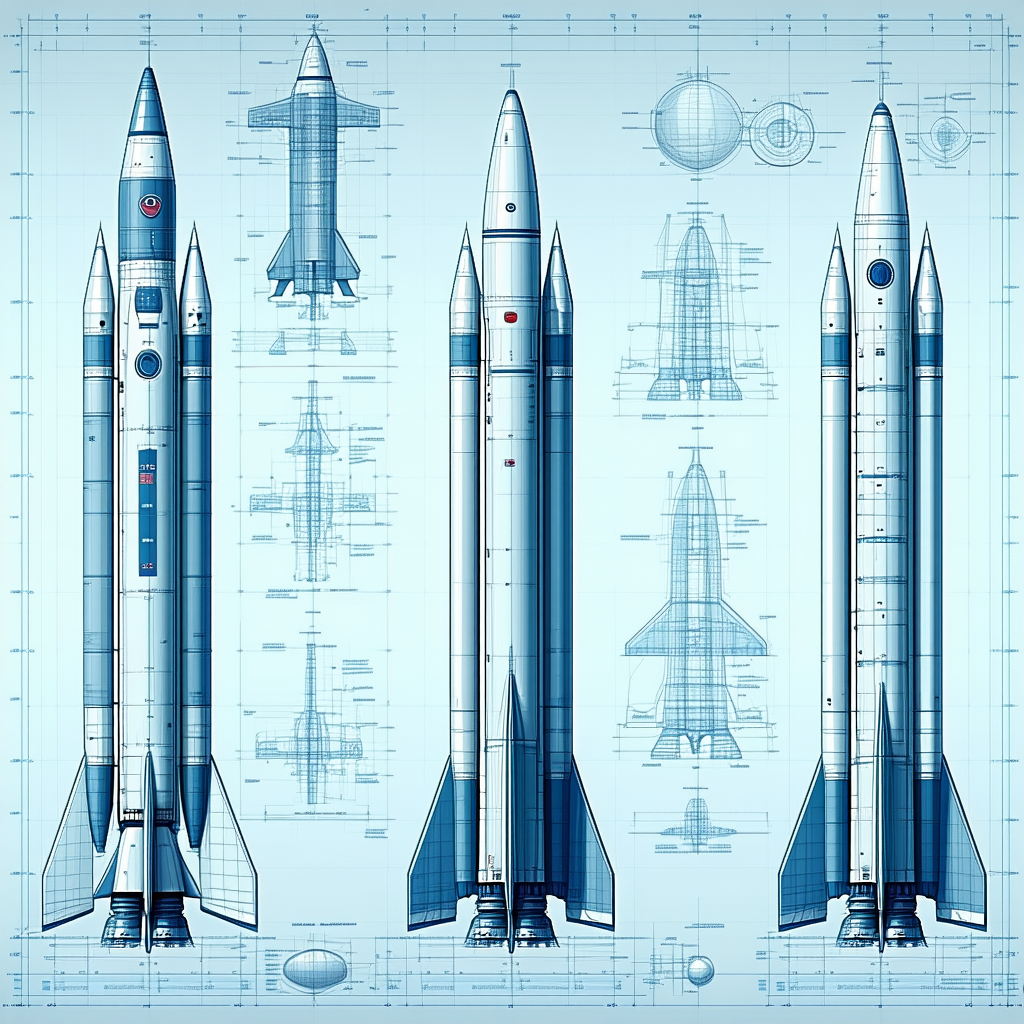 A Blue And White Space Shuttle Is Shown In A Drawing, With A Smaller Shuttle Next To It