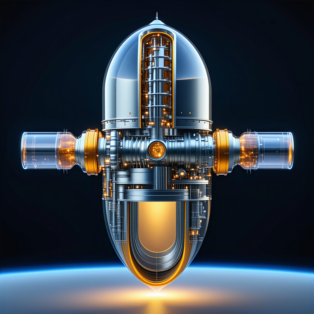 A Futuristic Spacecraft With A Large, Round, And Shiny Dome On Top