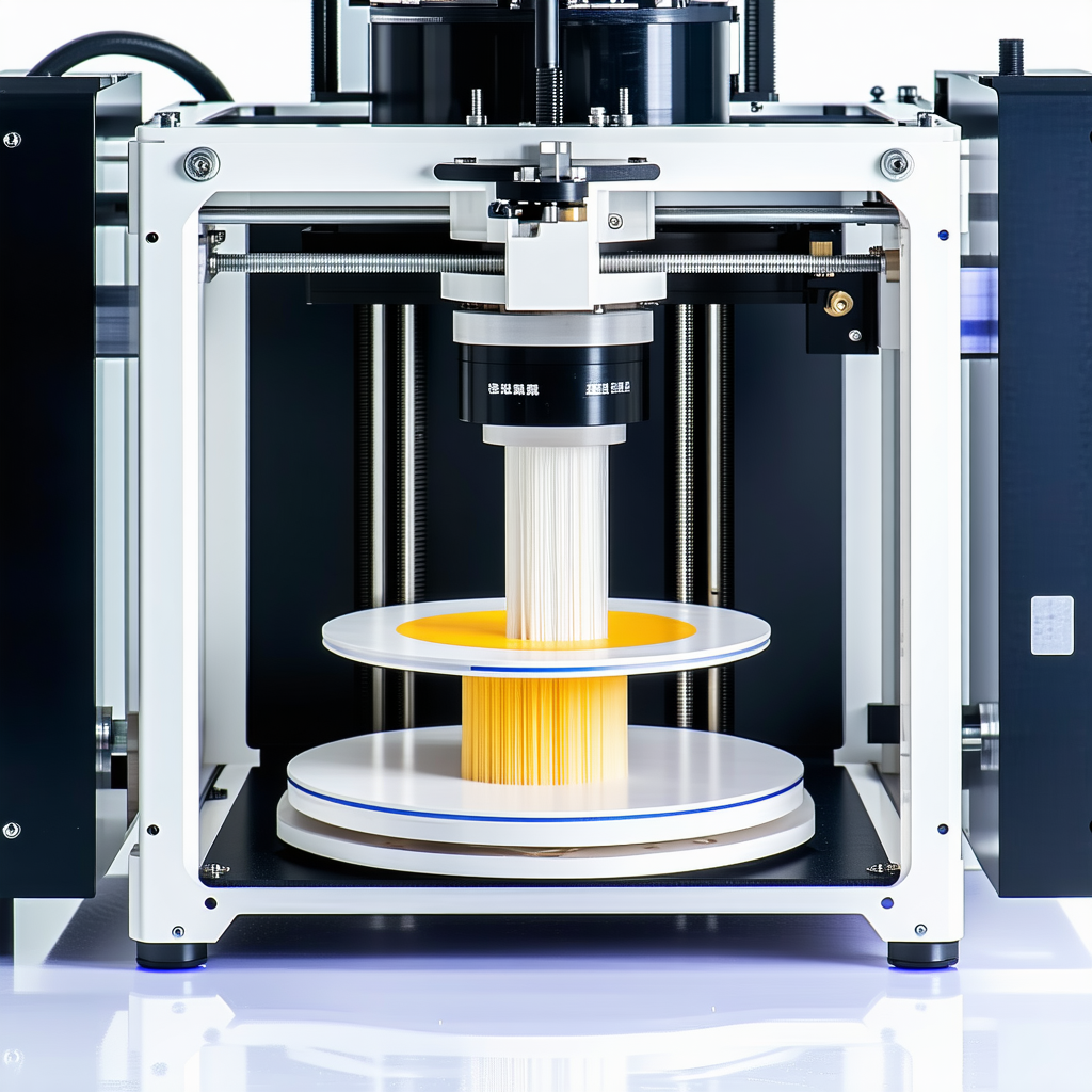A Machine That Is In The Process Of Making A Yellow And Blue Object