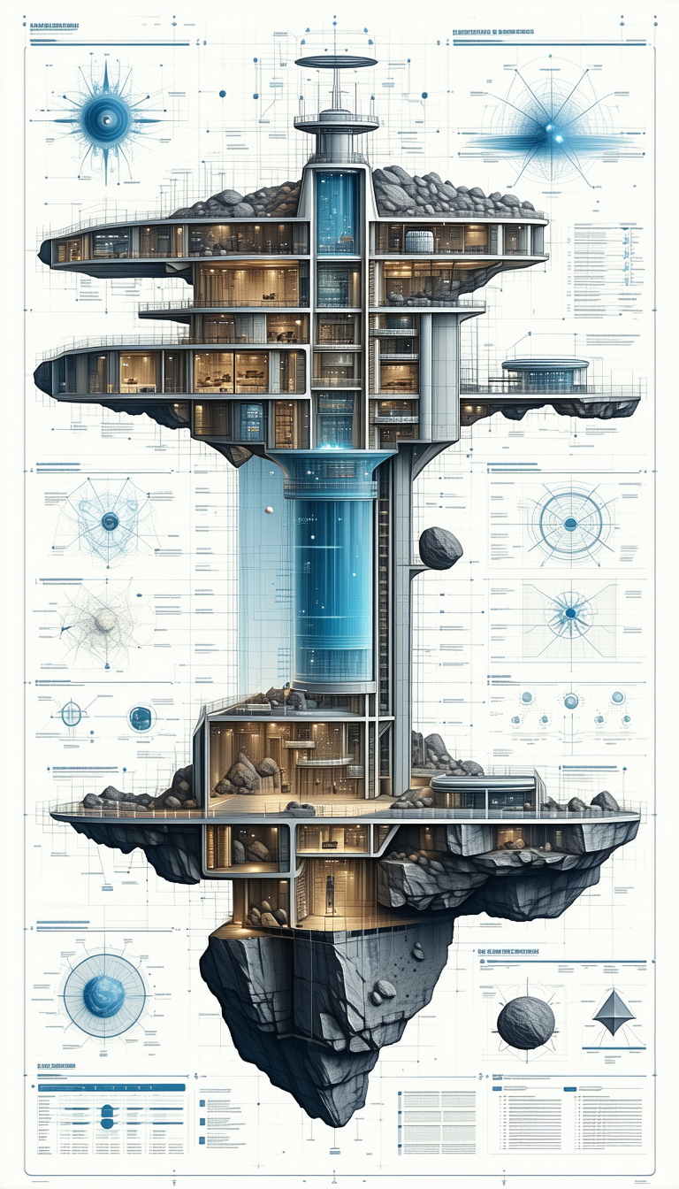 A Large, Futuristic Building Is Depicted In A Detailed Drawing