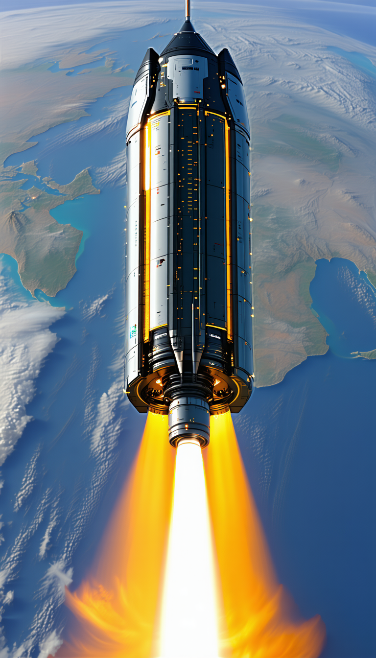 A Rocket Is Shown In The Image, With Its Engine On