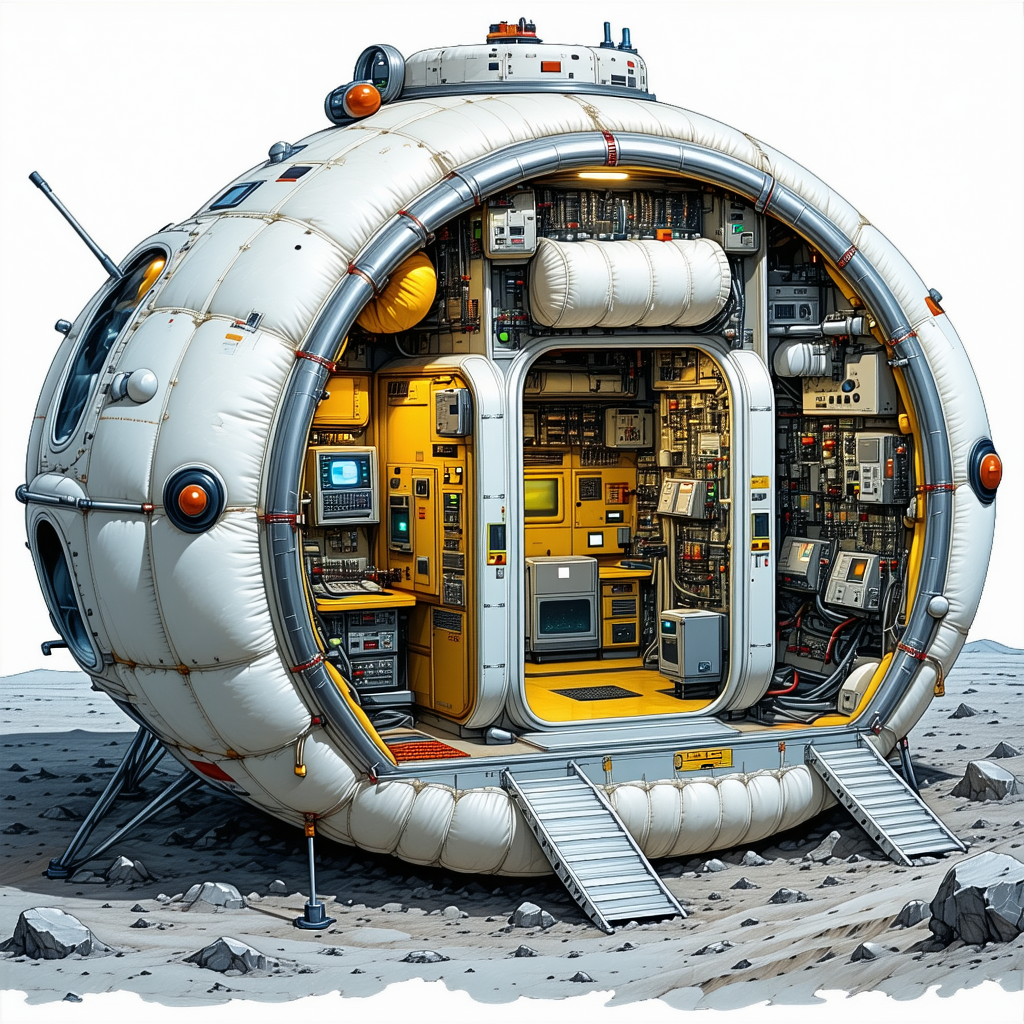 A Large White Sphere Is Shown, With A Doorway Leading Into The Interior