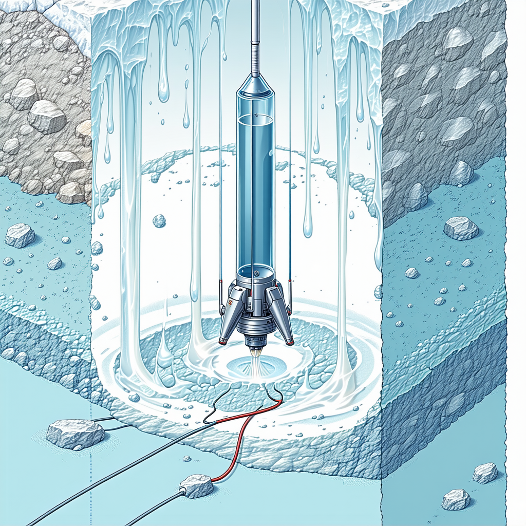 A Blue And White Spacecraft With A Long, Thin, And Curved Structure