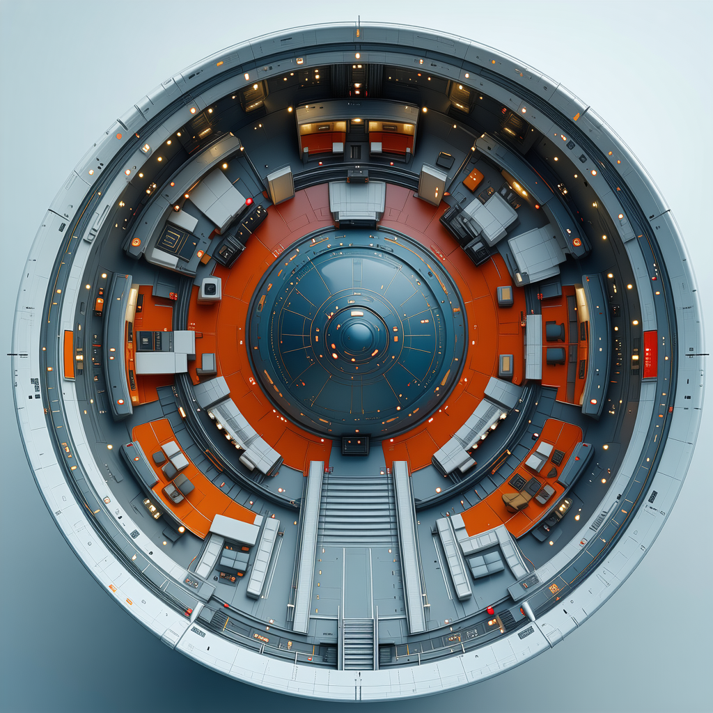 The Image Is A 3d Model Of A Futuristic Space Station