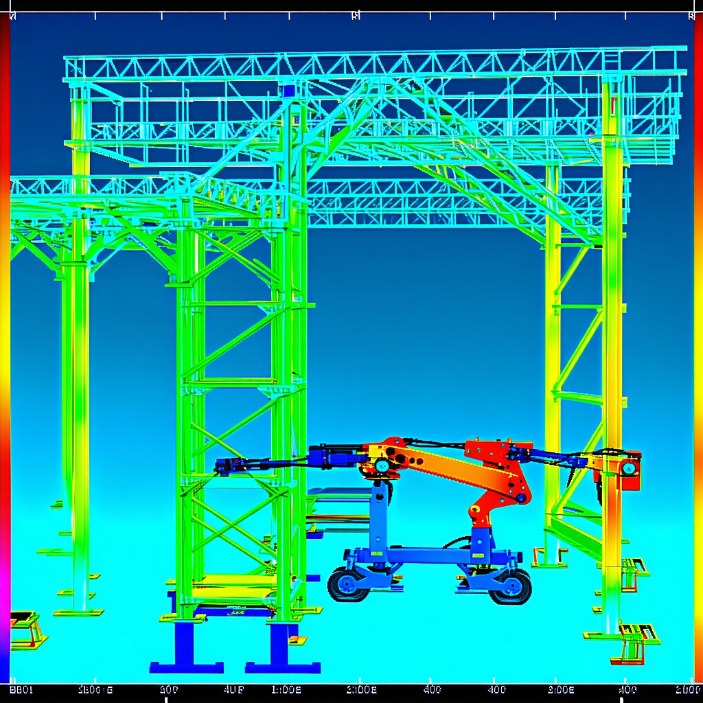 A Large Crane Is Shown In A Blue And Green Color Scheme, With A Yellow Crane In The Background