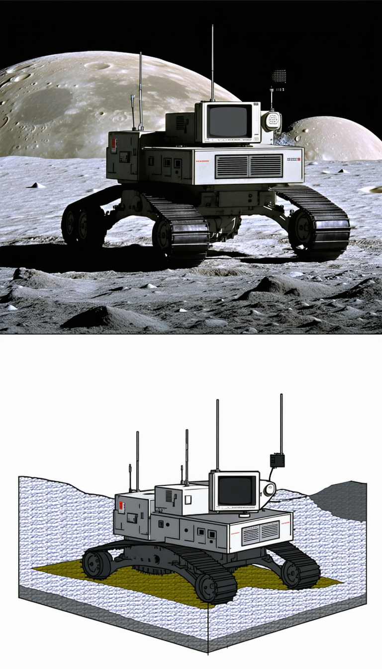 A Robotic Vehicle Is Shown In Two Different Views
