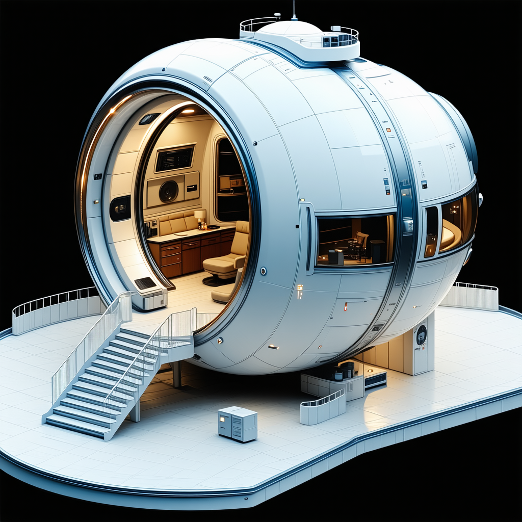 A Large, White, Round Structure That Resembles A Space Station Or A Giant Wheel