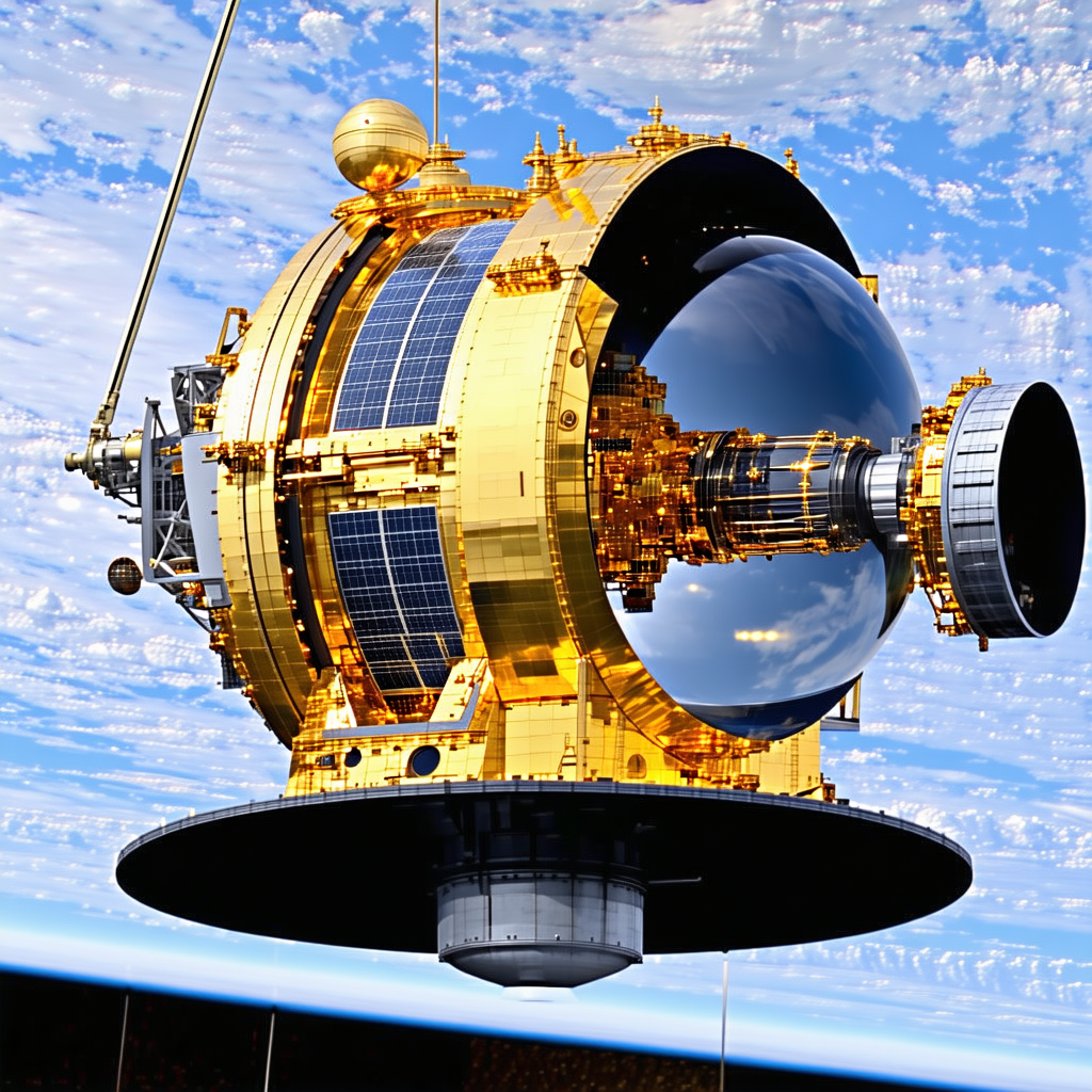 A Spacecraft Is Being Lifted Into The Air By A Crane