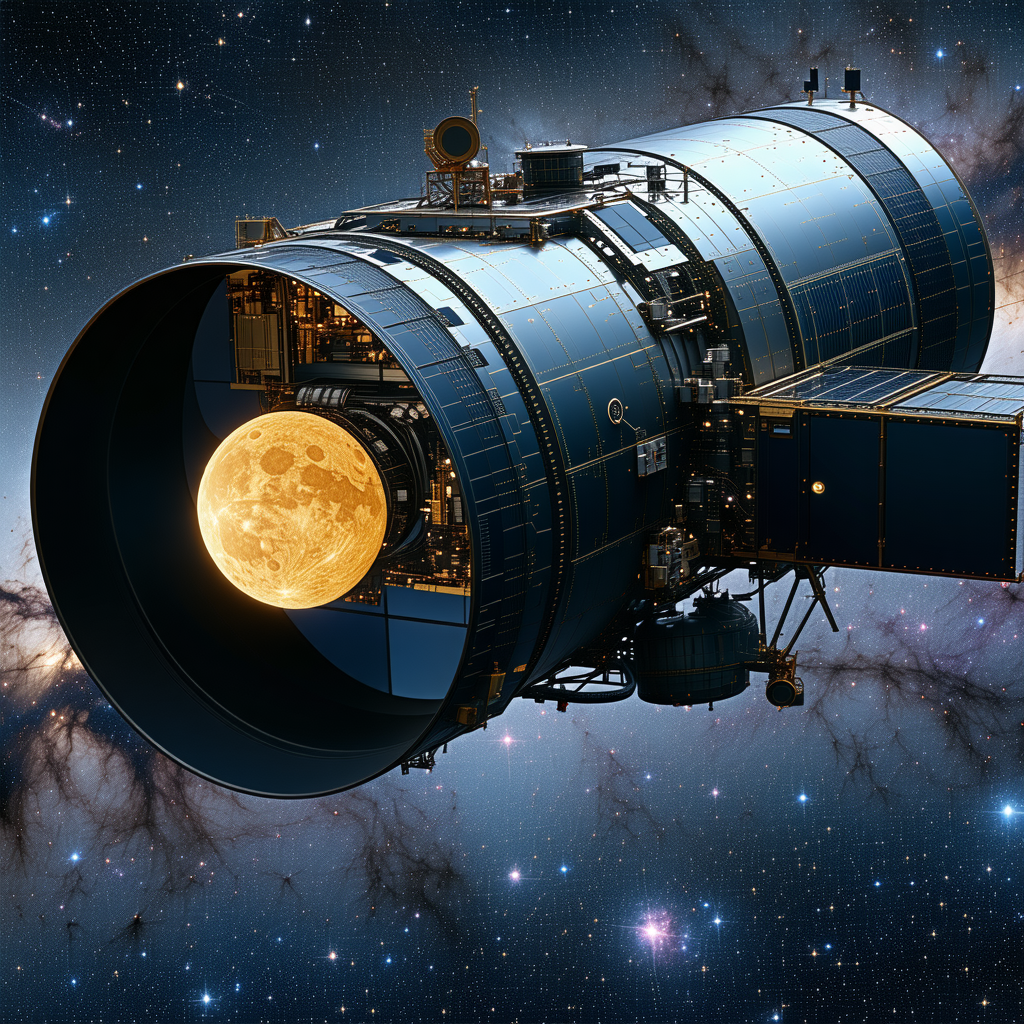 A Spacecraft With A Large Dish On The Front, Possibly A Satellite Dish