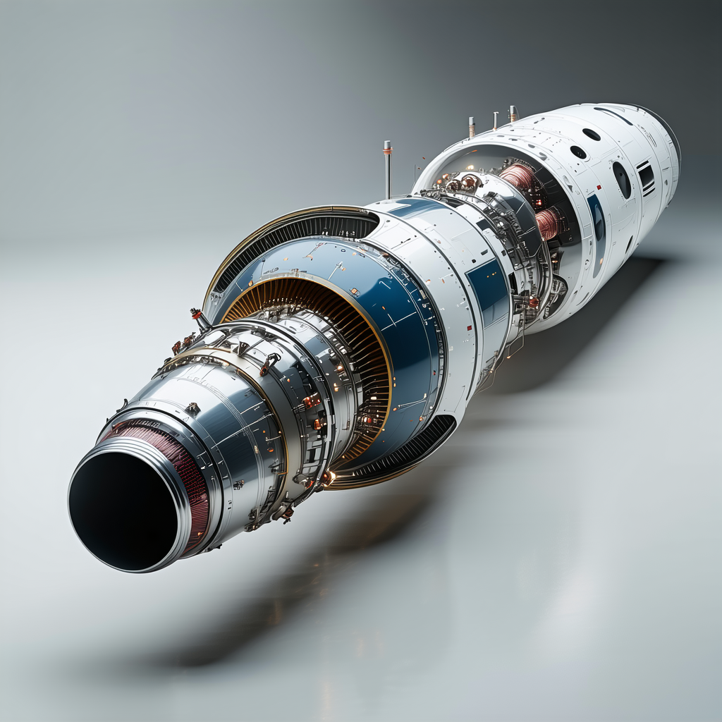 A Large Rocket Engine Is Shown In A Close-up View