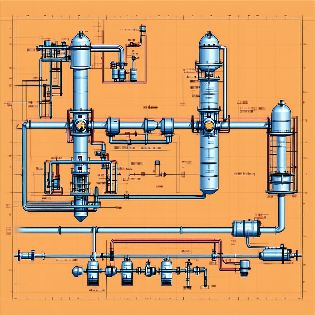 The Image Is A Detailed Drawing Of A Large Industrial Plant, Likely A Refinery Or A Chemical Plant