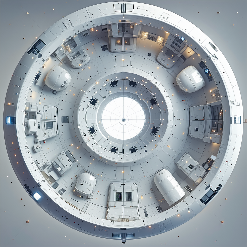 The Image Is A 3d Model Of A Space Station, Showcasing The Interior Of The Spacecraft