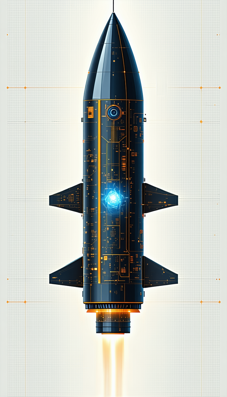 A Futuristic Rocket Ship With A Blue Light On The Front