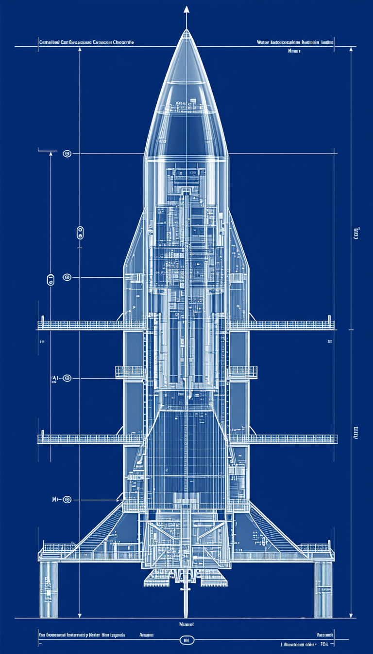 A Blueprint Of A Space Shuttle Is Displayed, Showing The Various Components Of The Shuttle