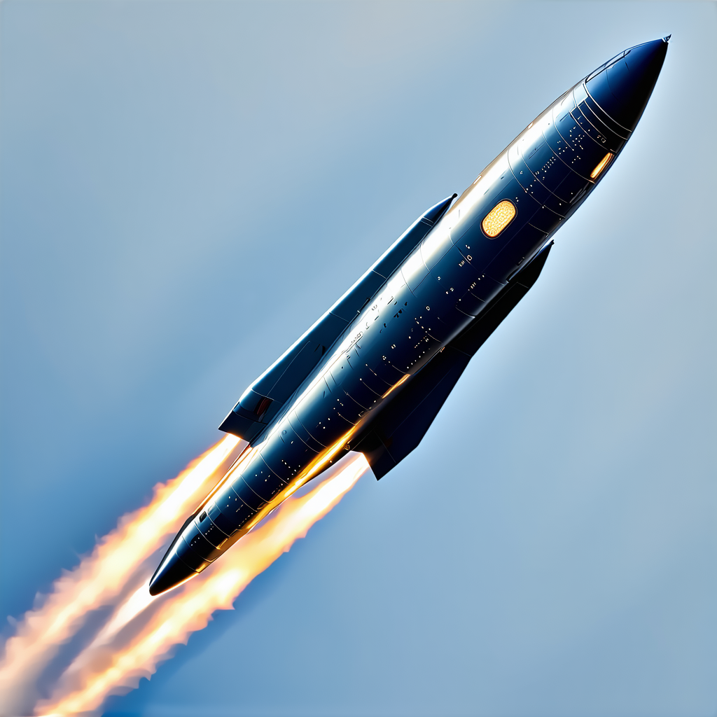 A Rocket Is Flying Through The Sky, Leaving A Trail Of Smoke Behind It