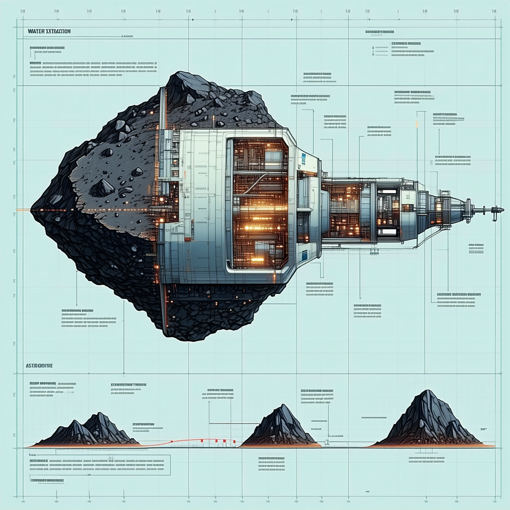 A Large Spacecraft Is Shown In A Diagram, With A Large Rock In The Center