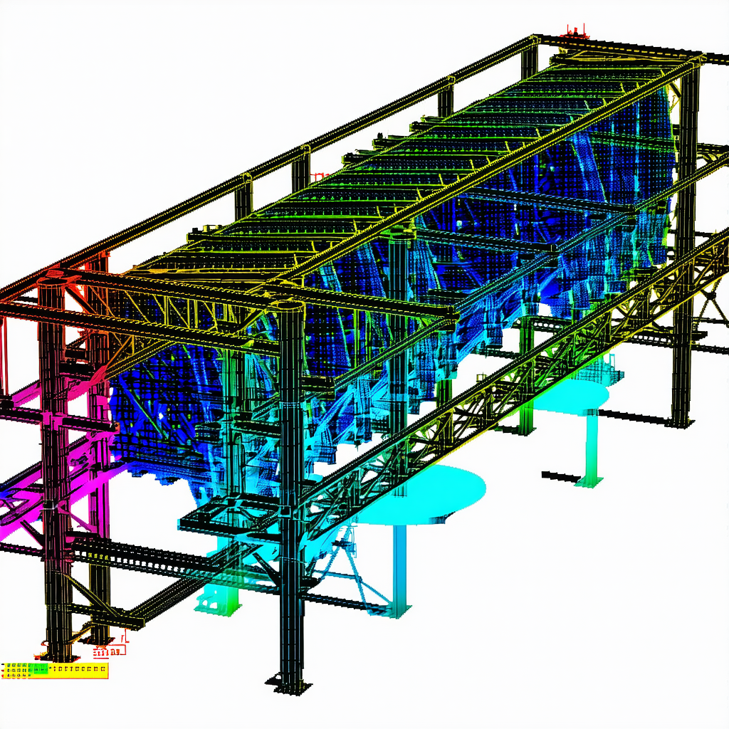 The Image Is A 3d Model Of A Large Building, Possibly A Bridge Or A Structure With Multiple Levels