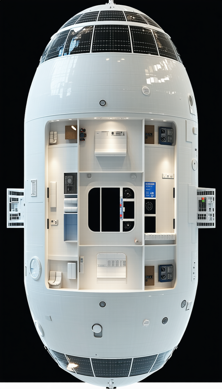 The Image Is A 3d Model Of A Space Shuttle, Showcasing The Interior Of The Spacecraft