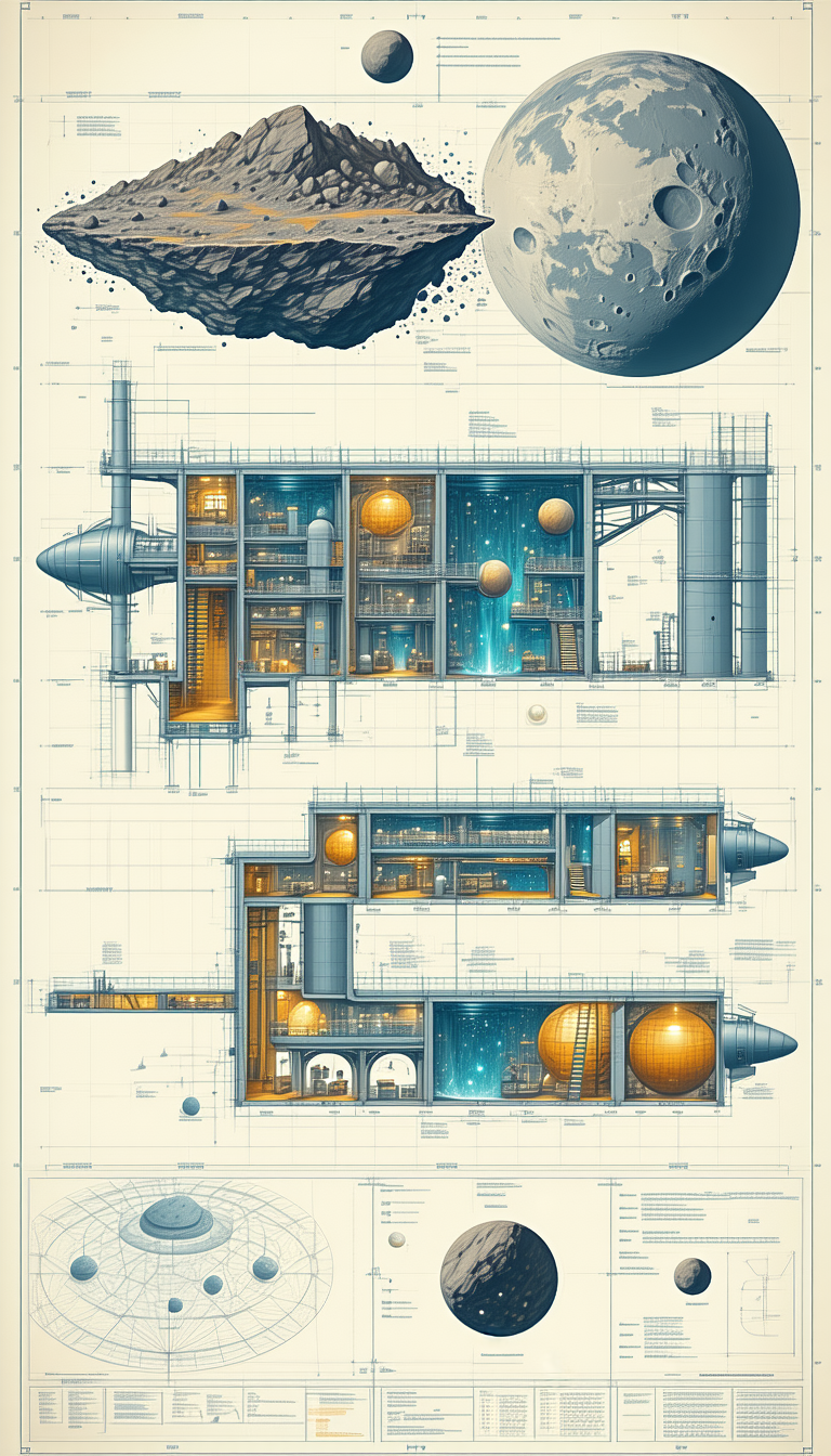 A Large, Futuristic Space Station Is Depicted In A Detailed Drawing