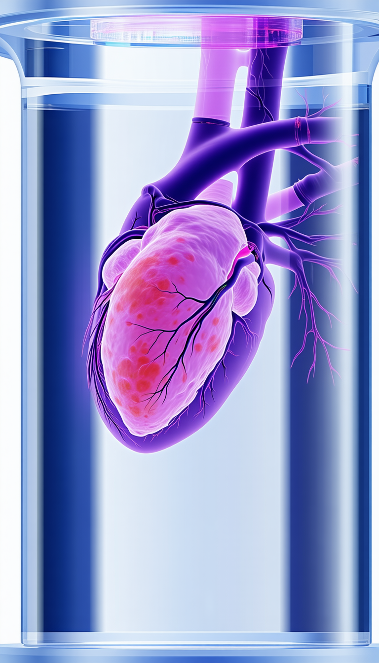 The Image Is A Close-up Of A Heart, Showcasing Its Intricate Structure And Blood Vessels