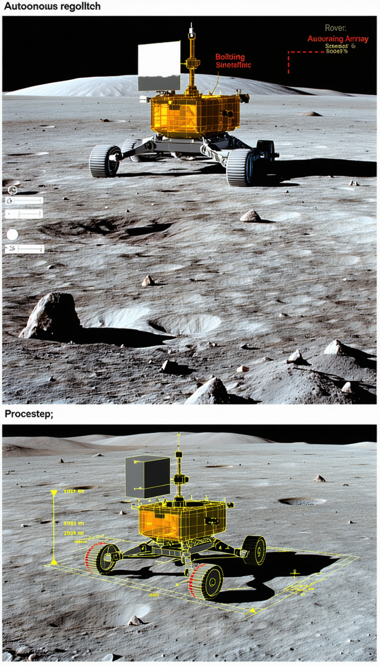 A Robotic Vehicle On A Rocky Surface, Possibly On The Moon