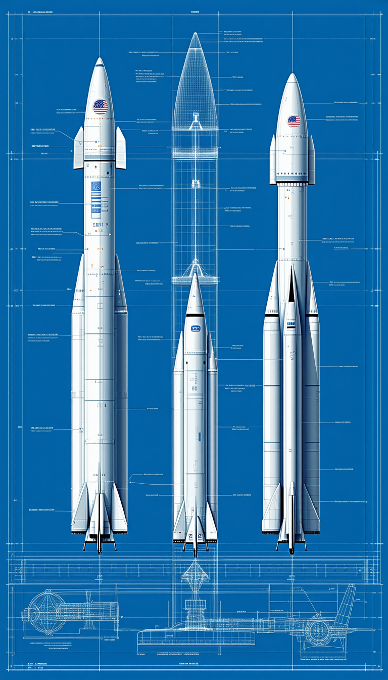 A Blue Illustration Of A Rocket Is Shown, With A Detailed Diagram Of The Rocket's Components