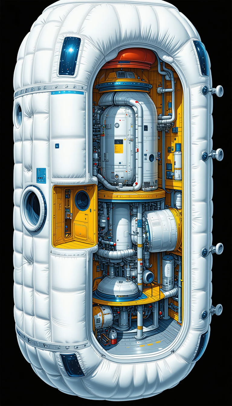 A Large White And Yellow Spacecraft Is Shown In A Detailed Illustration