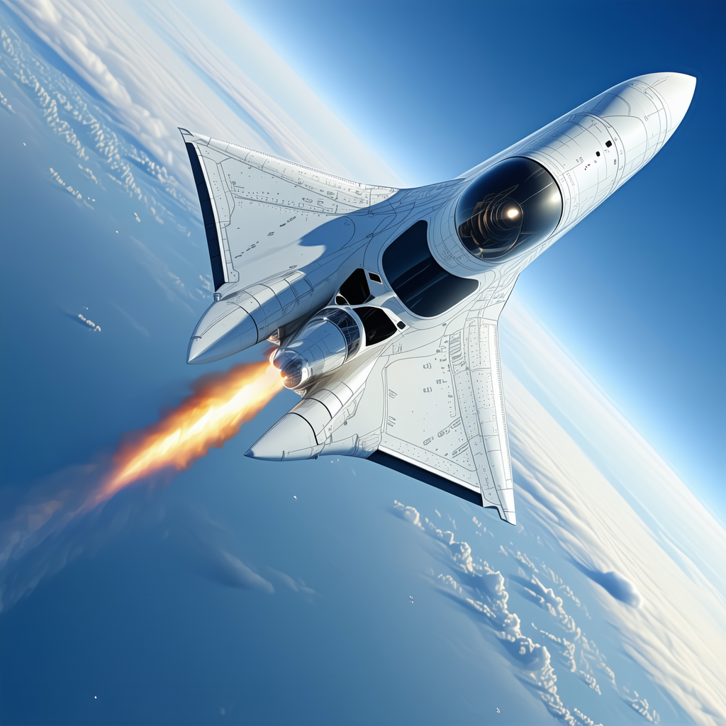 A White Jet Is Flying Through The Sky, Leaving A Trail Of Smoke Behind It