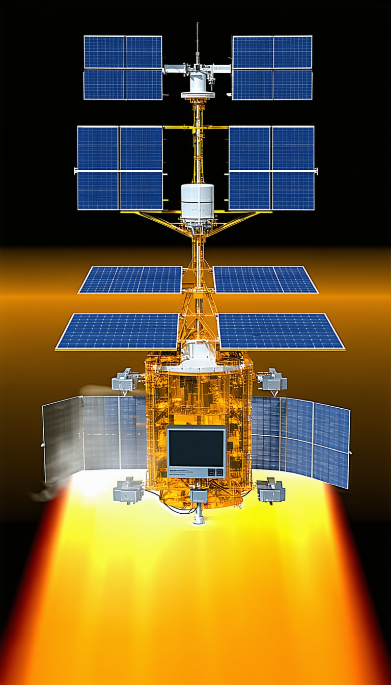A Space Station With A Large Solar Panel On Its Side