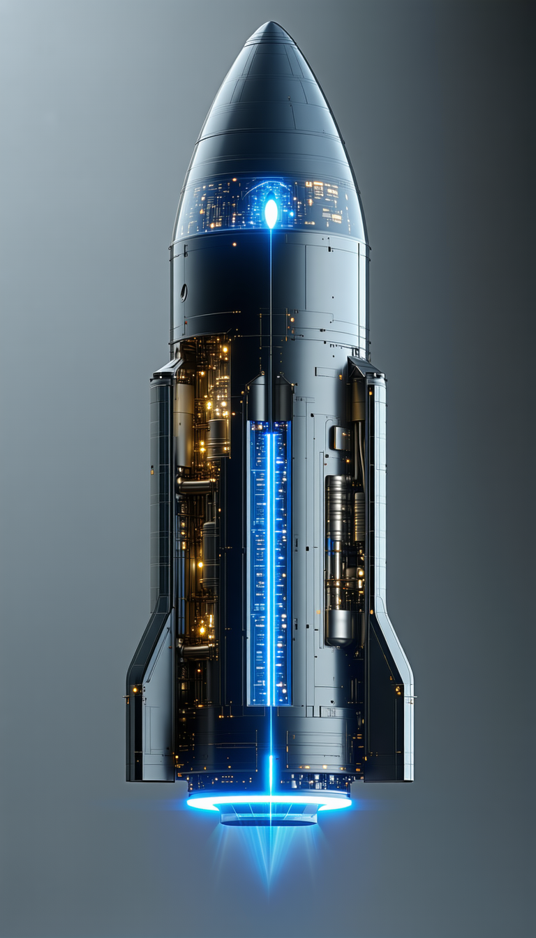A Large, Futuristic Spacecraft Is Shown In A Close-up View