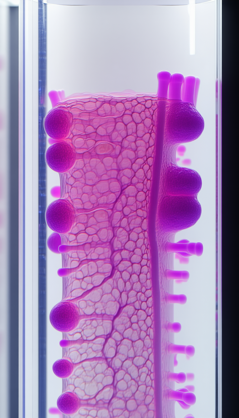 A Purple Substance, Possibly A Liquid Or A Gel, Contained Within A Glass Tube