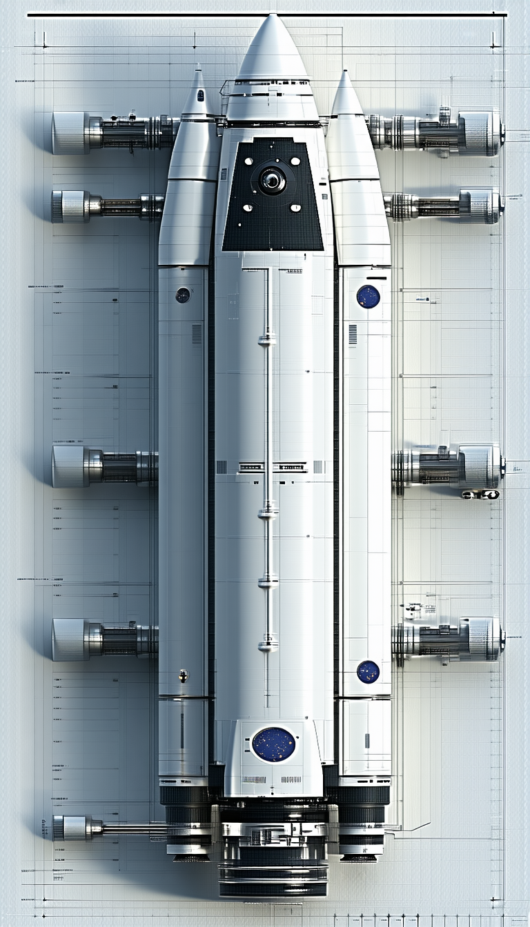 A Large White Space Shuttle Is Shown In A White Room, With A Blue Circle On The Side