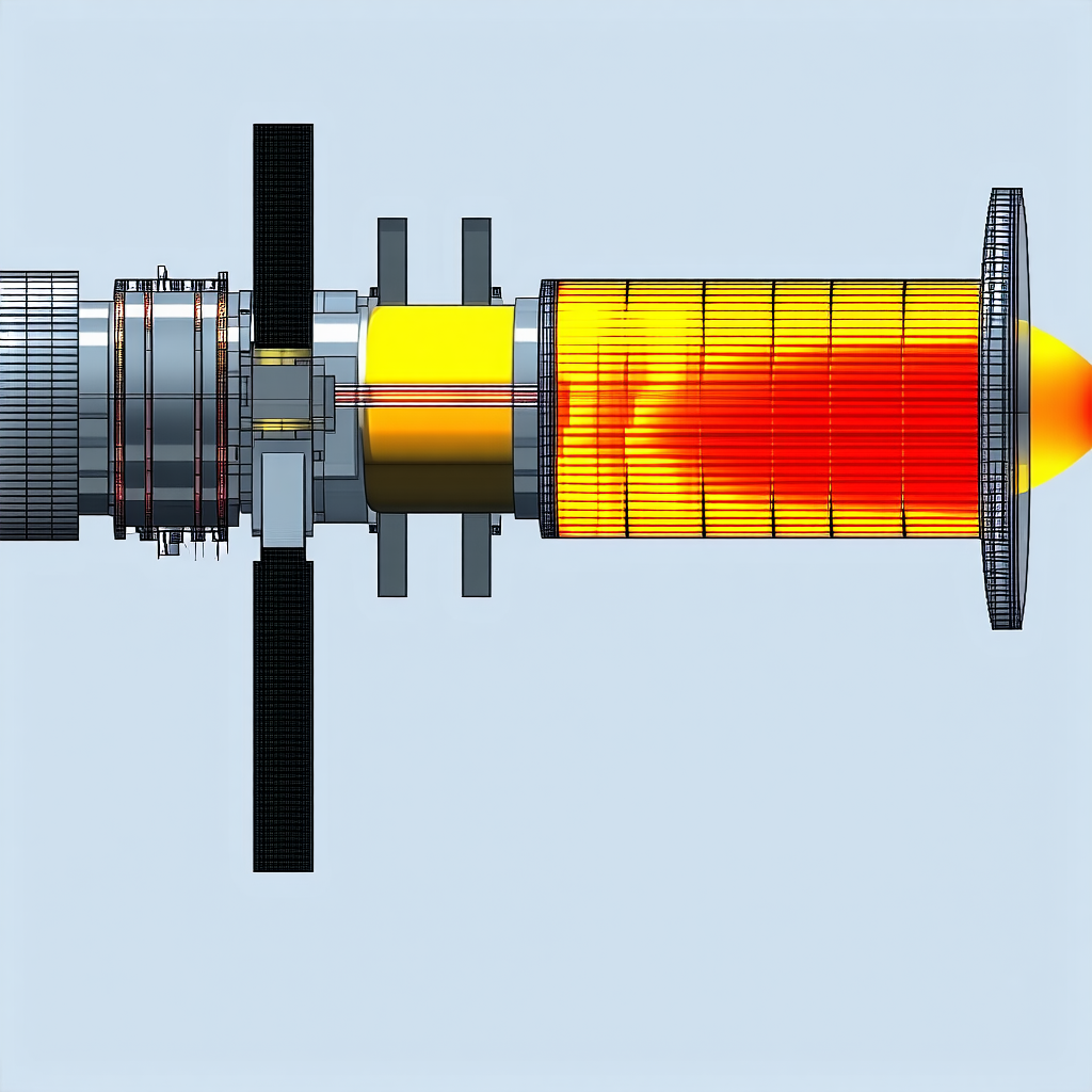 A Blue And Yellow Image Of A Jet Engine Is Displayed