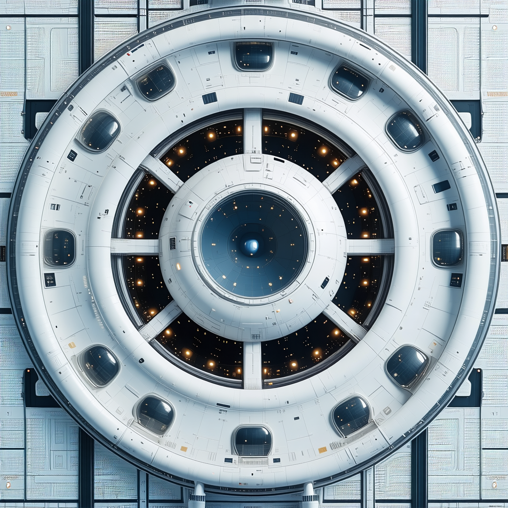 A Large, Round, White Structure With A Blue Center