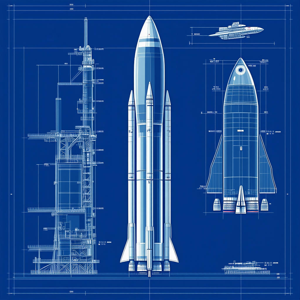 blue illustration rocket ship shown