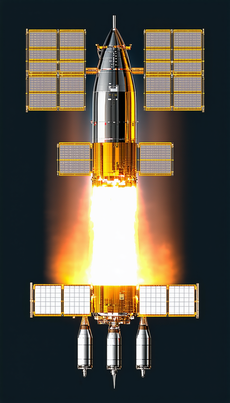 A Rocket Launching Into The Sky, With A Bright Flame Trailing Behind It