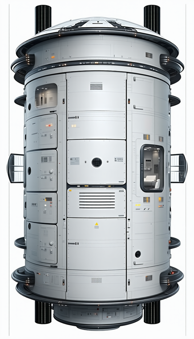 A Large, Cylindrical Spacecraft With A Hollow Interior
