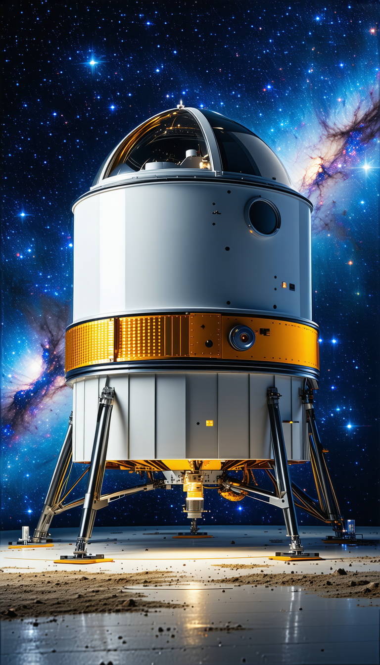 A Large, White Spacecraft With A Dome-shaped Top, Floating In The Vastness Of Space