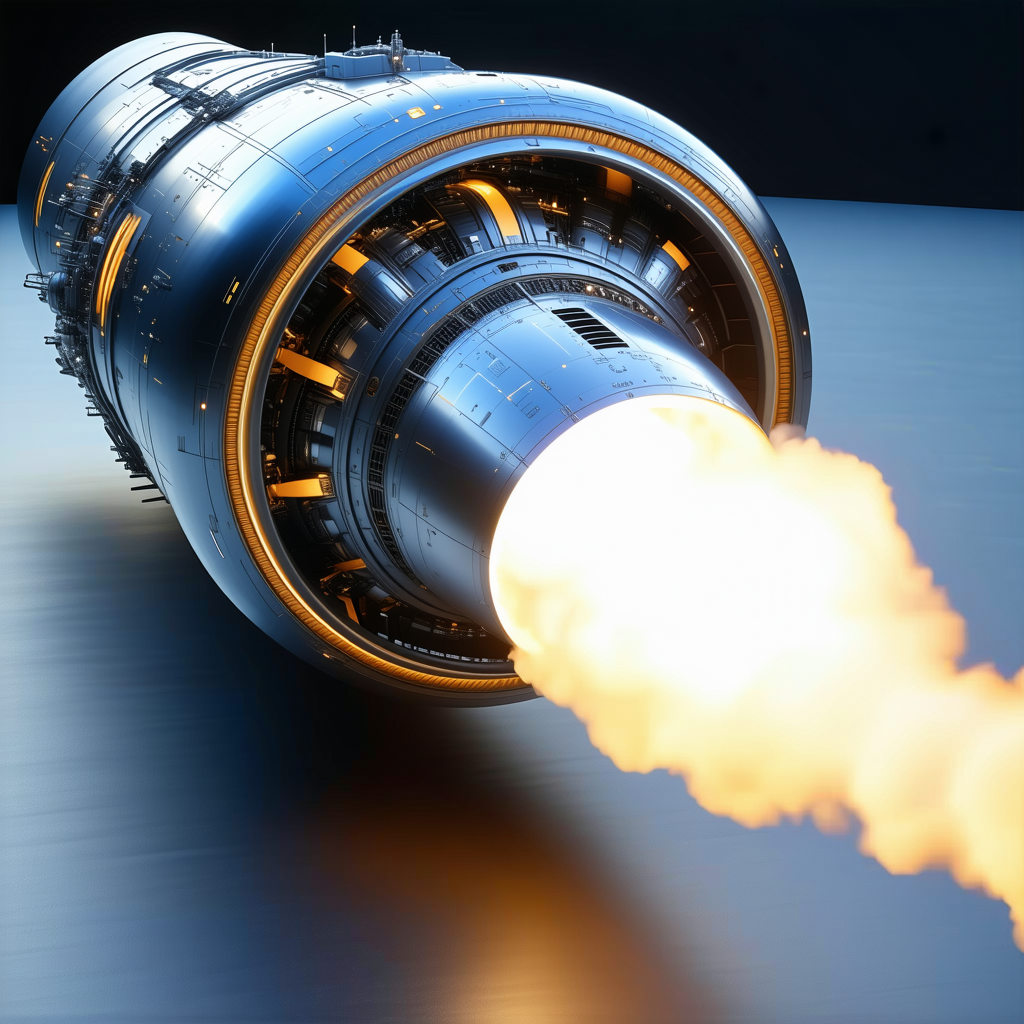 A Large Rocket Engine Is Shown In A Close-up View