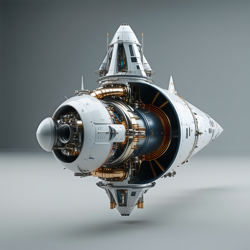 A Large White Spacecraft Is Shown In A Close-up View