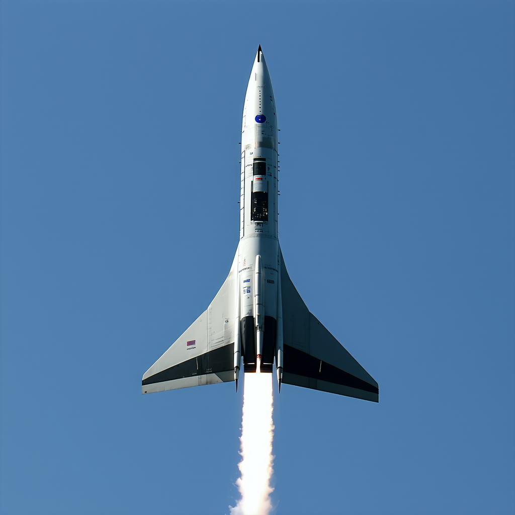 A White Jet Is Flying Through The Sky, Leaving A Trail Of Smoke Behind It