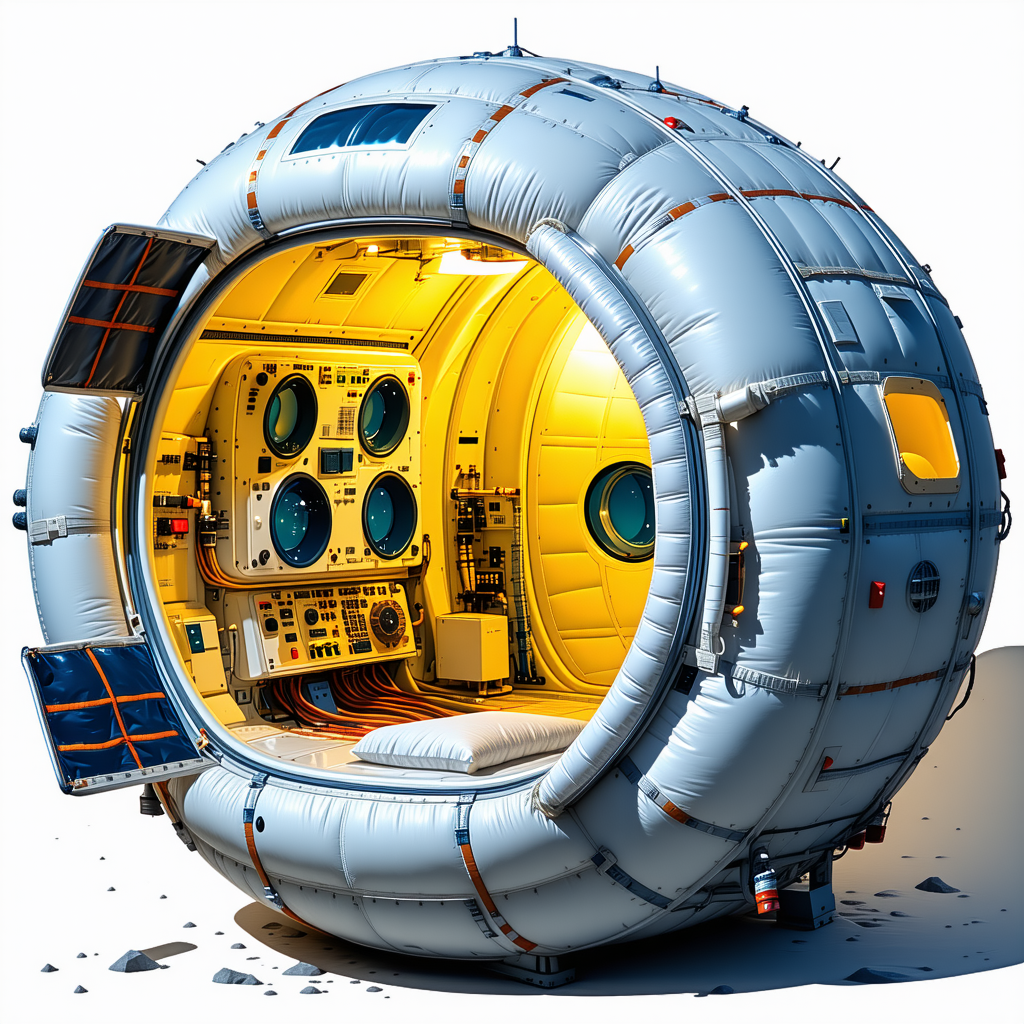 A Large White Spacecraft With A Round Shape, Resembling A Giant White Ball